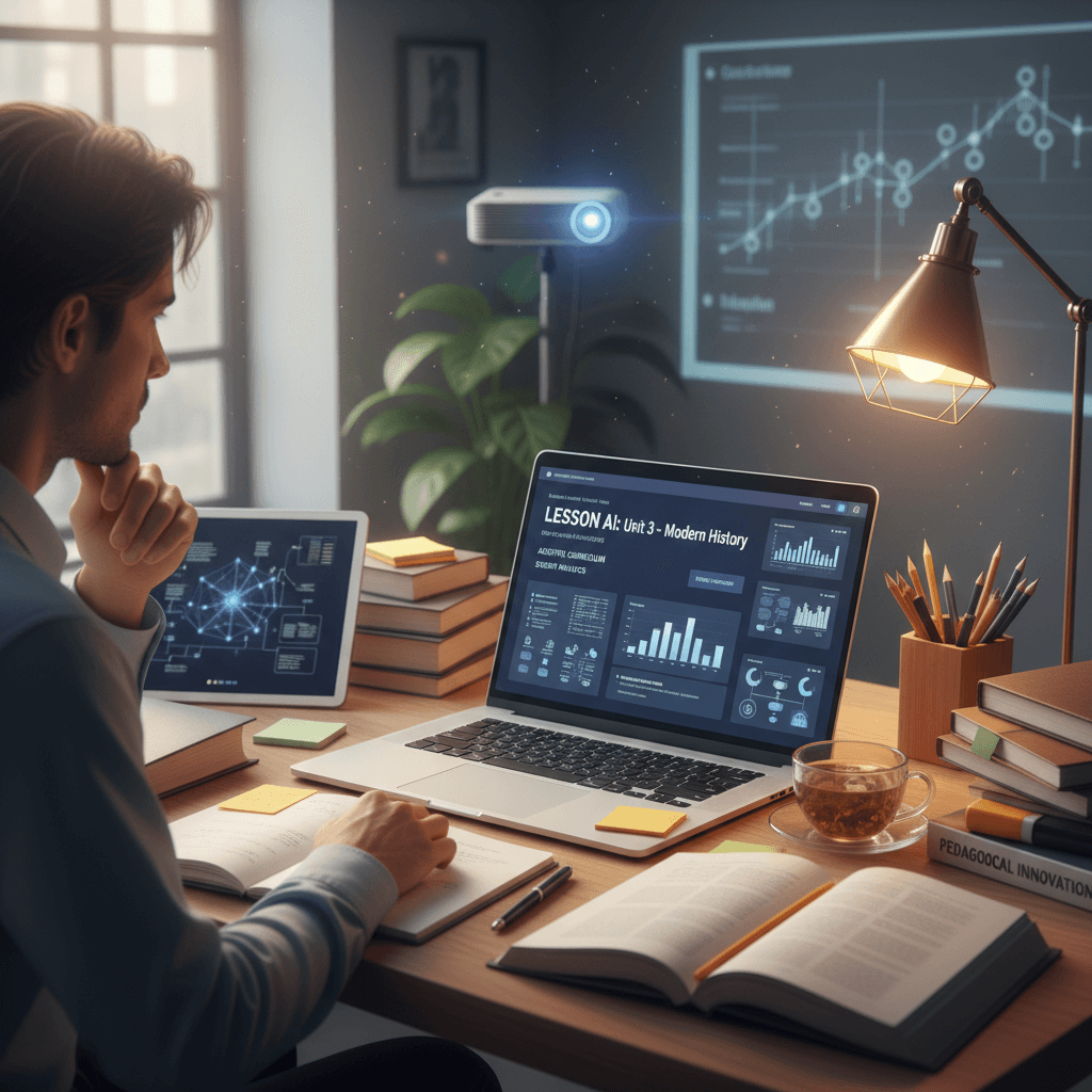 Educator integrating AI tools into lesson planning