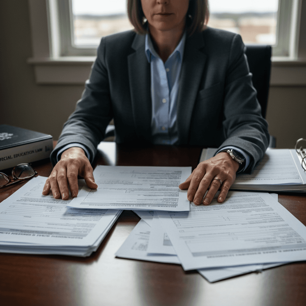 Education advocate reviewing special education documentation