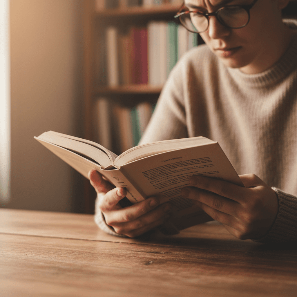 Student engaged with open textbook during personalized learning session